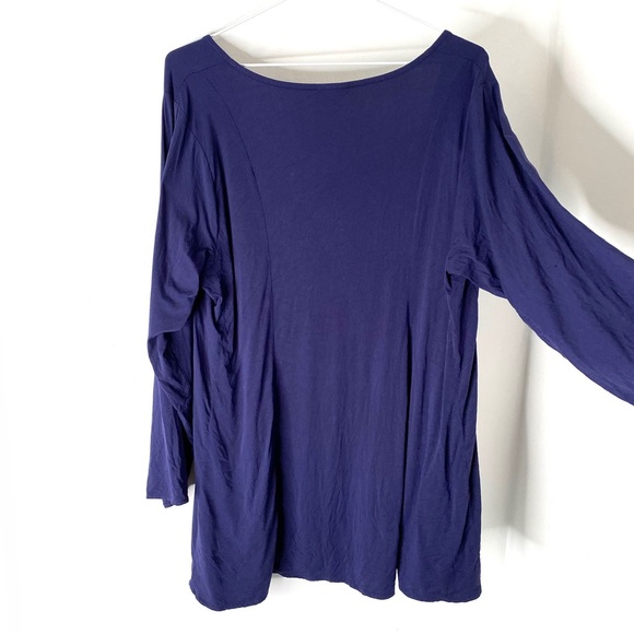 Torrid Navy Blue Button Fit And Flare Long Sleeve Blouse - Picture 6 of 7